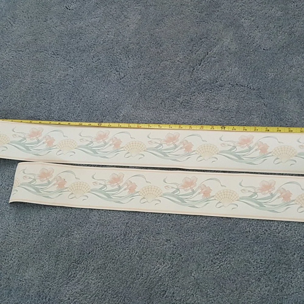 Vintage Vinyl Wallpaper Floral,Seashell/Leaf Teflon Dupont *AS IS*